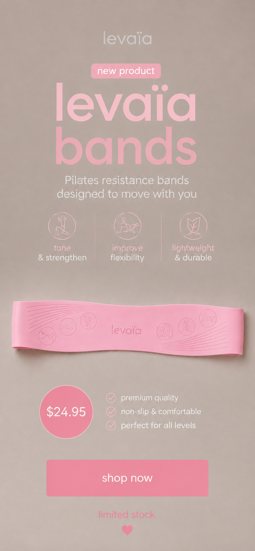 levaïa bands in classic blush