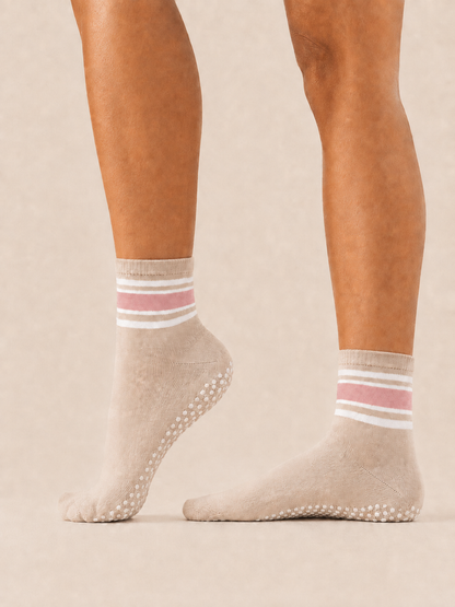 crew grip socks - blush stripes